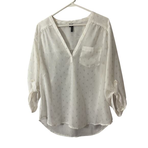 Maurice’s Semi Sheer White & Gold Large Top - Picture 1 of 5